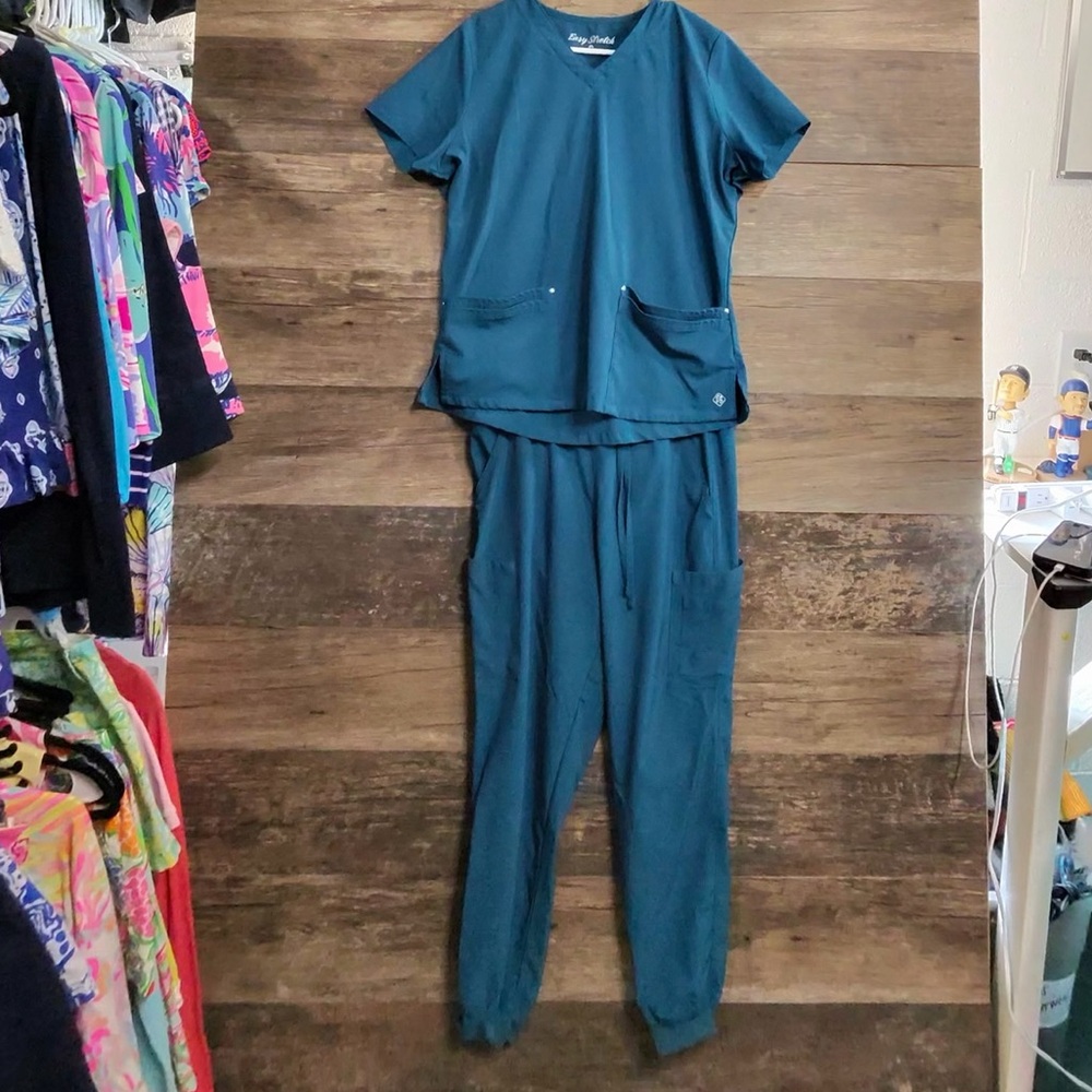 Easy Stretch Teal Women's Scrub Top and Pants Set